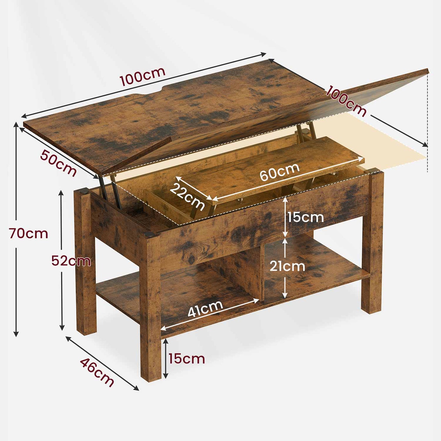 Table basse 3 en 1 Relevable et Transformable